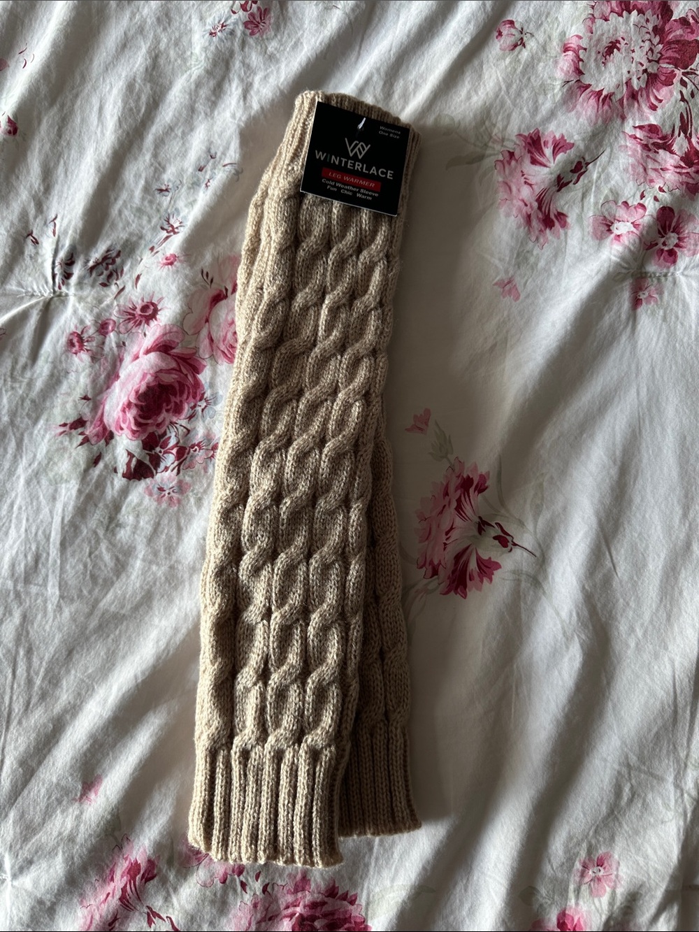 Winterlace Cable Knit Leg Warmers in Beige